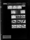 Man standing next to building; Wooden structure on brick piers (15 Negatives), October 13-14, 1965 [Sleeve 49, Folder a, Box 38]